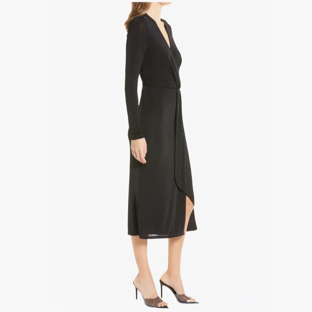 Good American Shimmer Long Sleeve Faux Wrap Dress - M - Picture 4 of 16